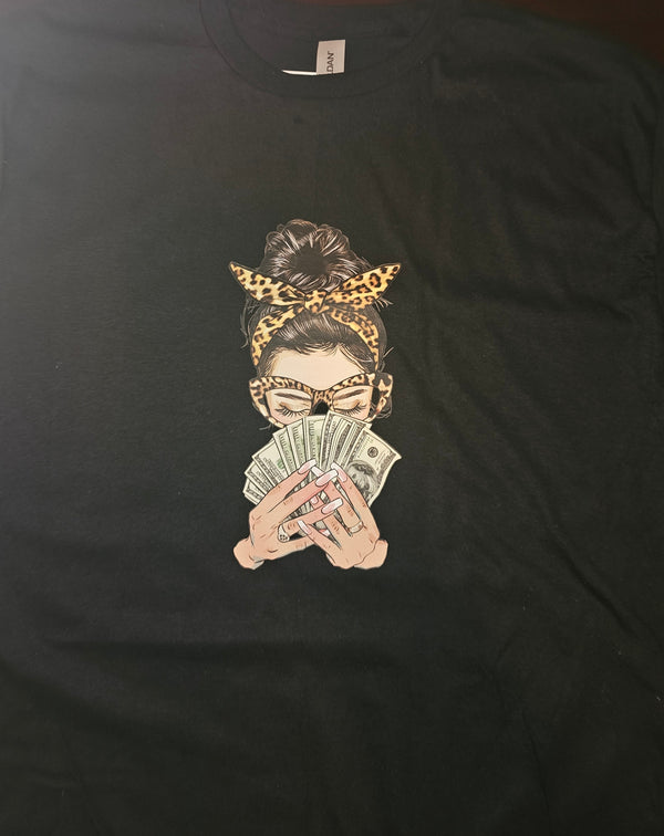 Woman with Money Gildan Crewneck T-Shirt