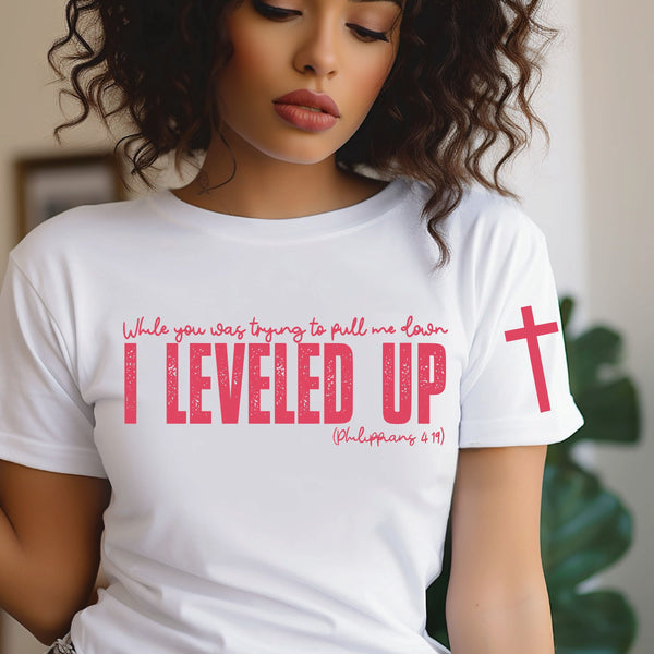 While you was trying to pull me down I leveled up 2-piece Gildan crewneck t-shirt